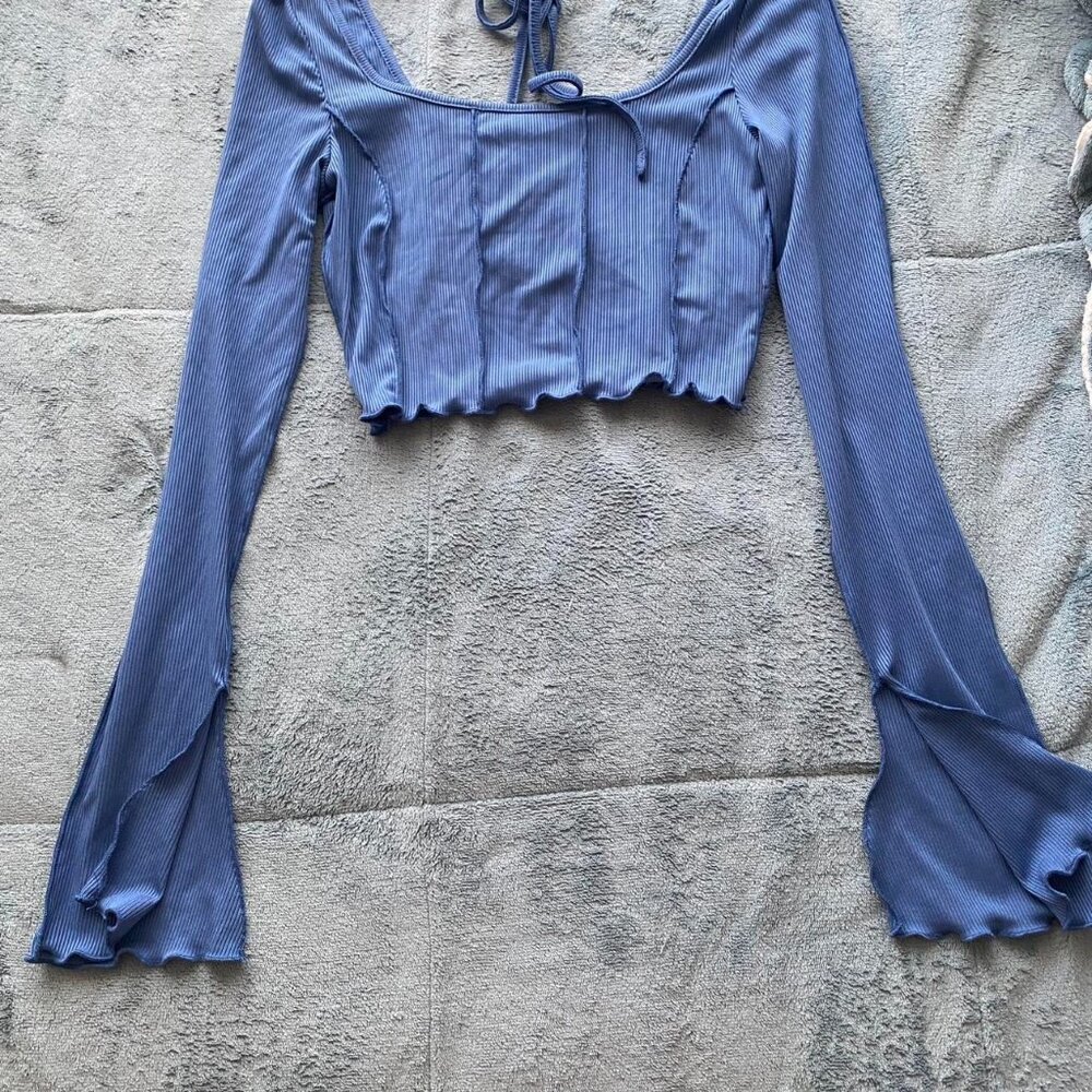 Women's Blue and Navy Crop-top